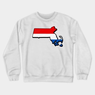 Red, White, and Blue Massachusetts Outline Crewneck Sweatshirt